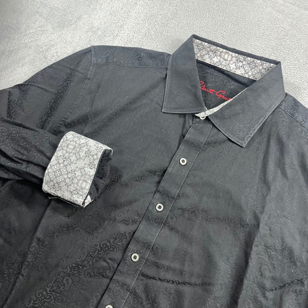 Robert Graham Mens XL‎ Black Paisley Jacquard Long Sleeve Button Down Shirt